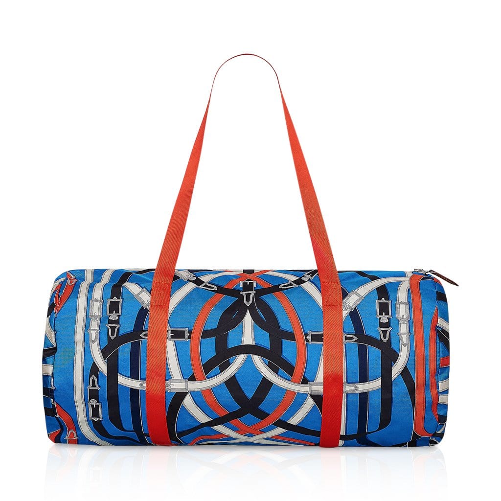 Hermes Airsilk Duffle Bag Cavalcadour 50 Blue Silk Limited Edition New