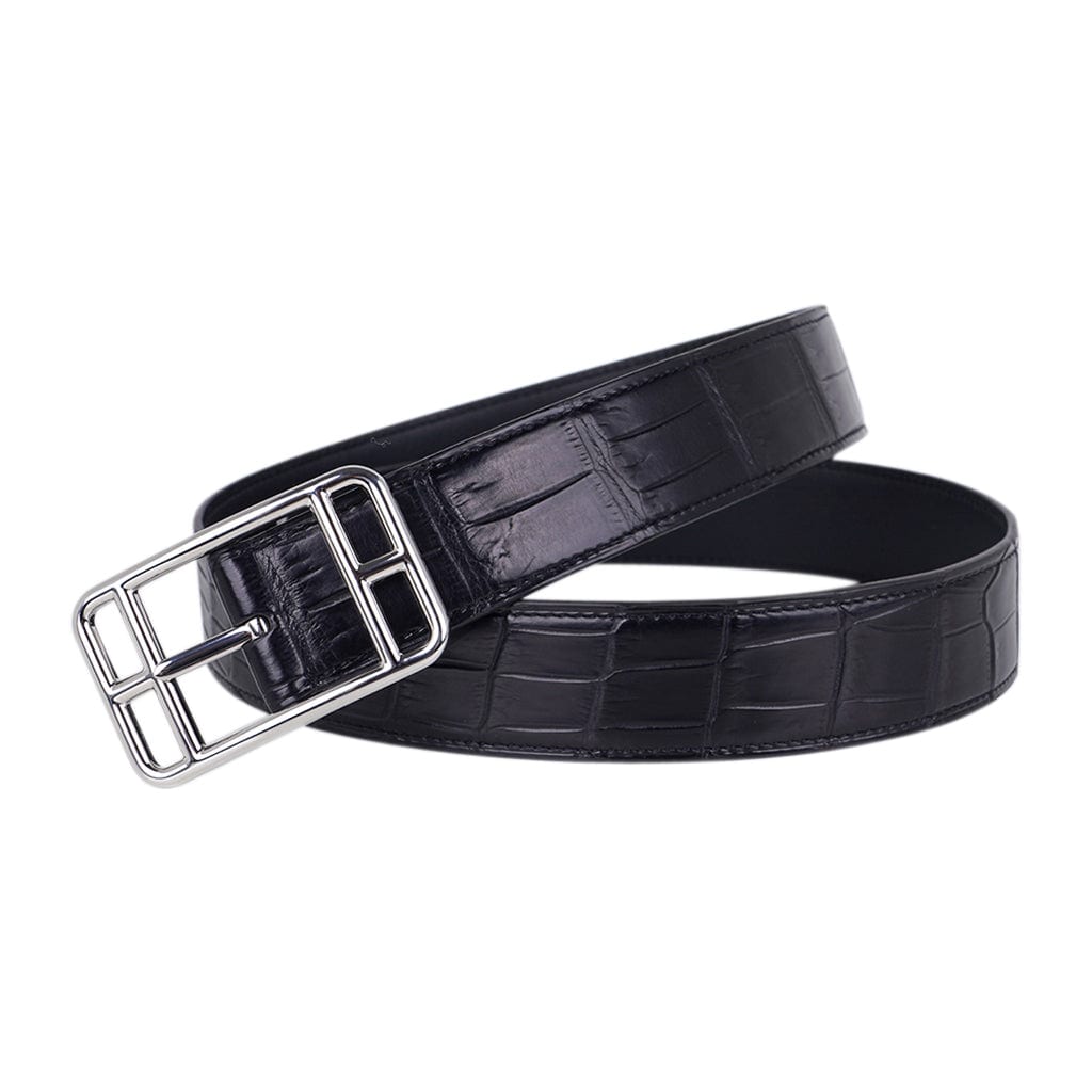 Hermes Belt Cape Cod 32 MM Black Matte Porosus Crocodile 90