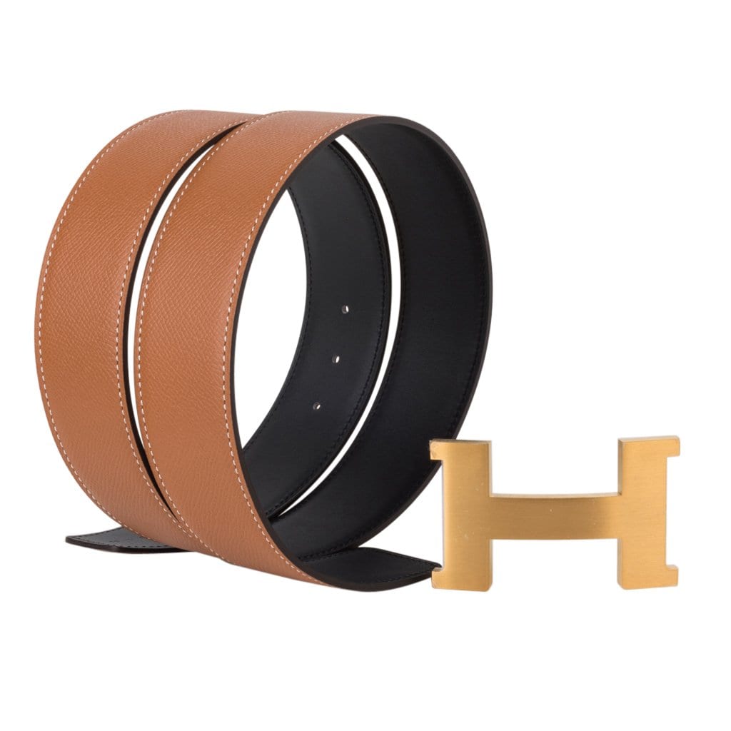 Hermes Belt Constance 42mm Kit Reversible Gold / Black Brushed Gold 85