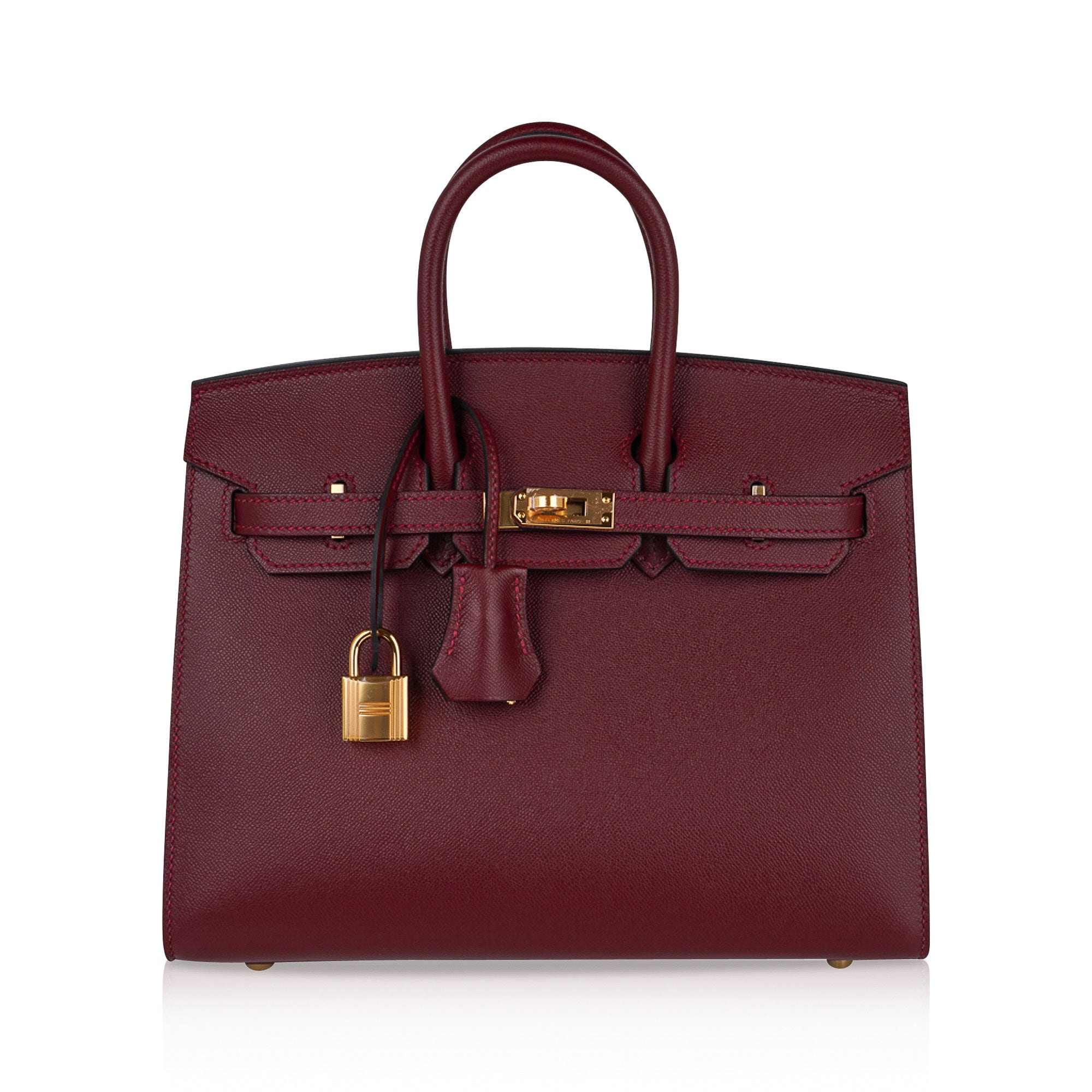 Hermes Birkin 25 Bag Sellier Rouge H Gold Hardware Veau Madame Leather New w/Box
