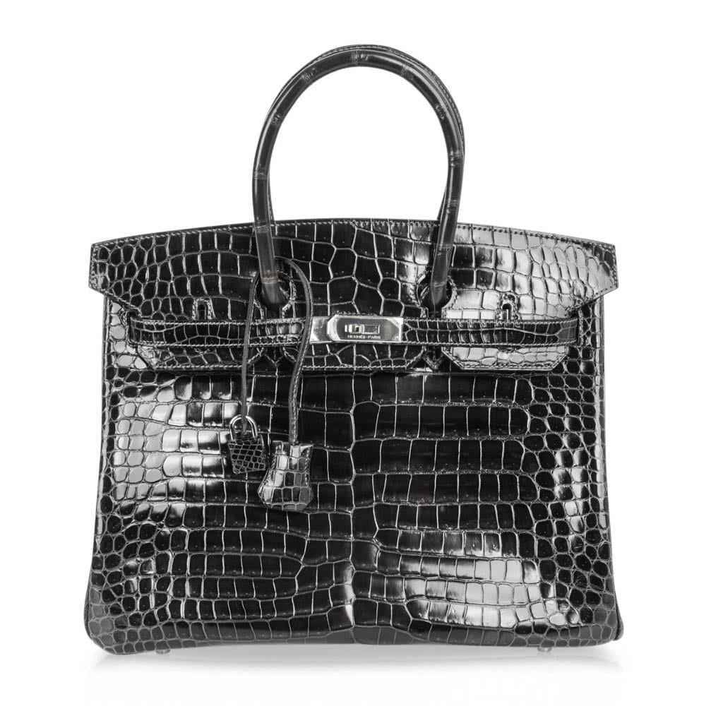 Hermes Birkin 35 Bag Graphite Gray Porosus Crocodile Palladium Pure Chic