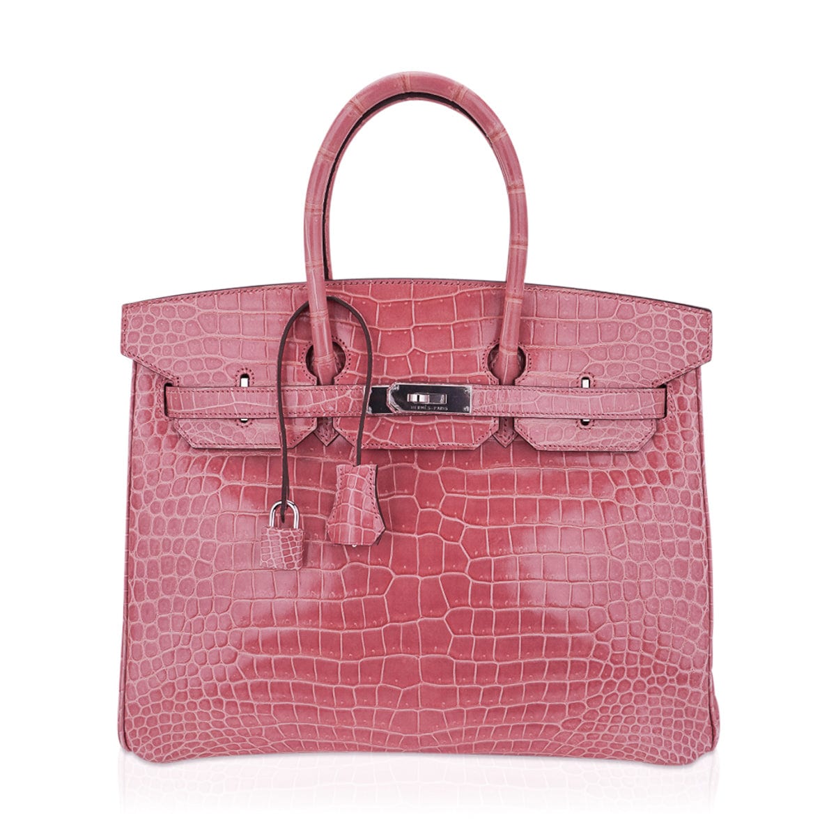 Hermes Birkin 35 Bag Rose Indien Porosus Crocodile Palladium Very Rare
