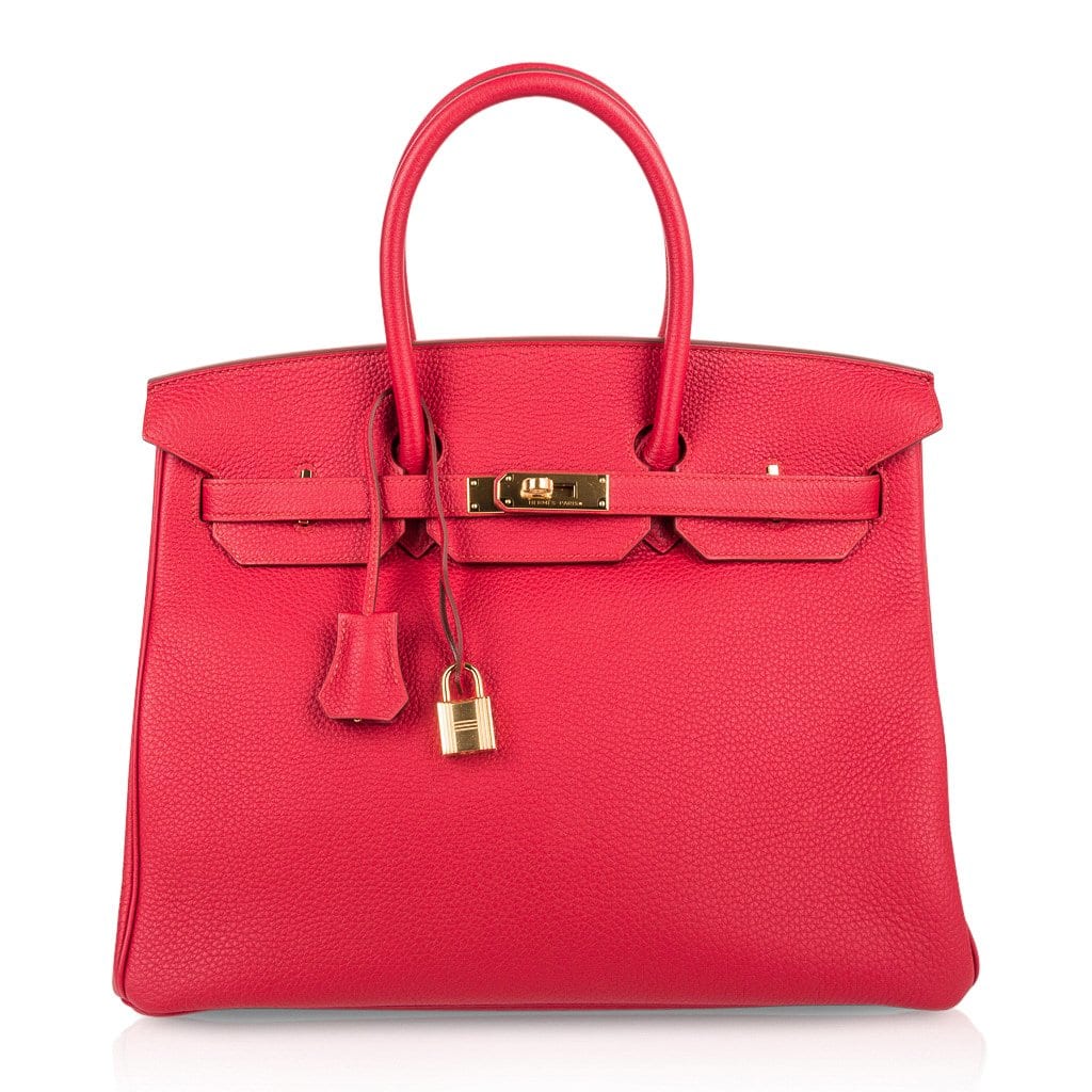 Hermes Birkin 35 Bag Vermillion Red Togo Gold Hardware