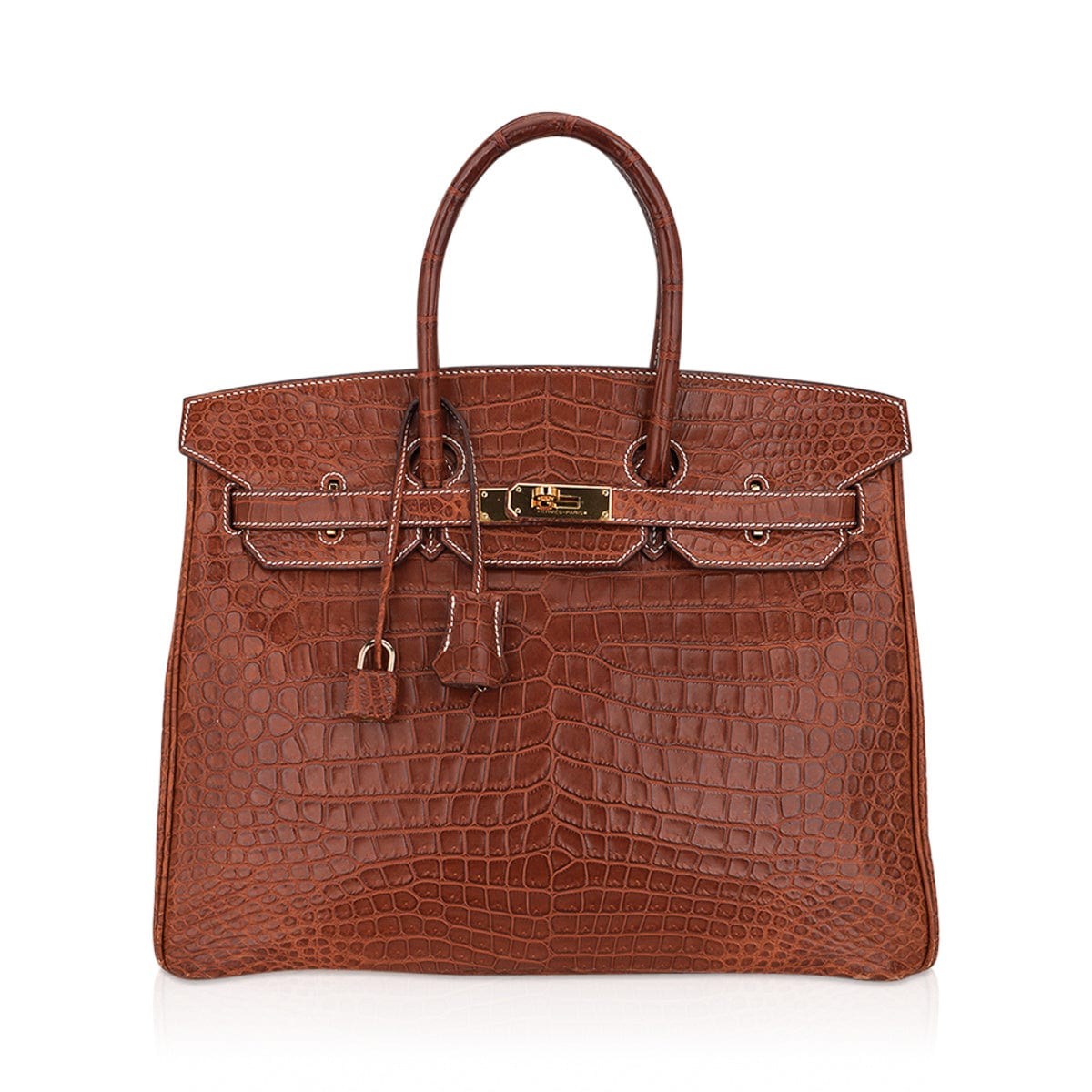 Hermes Birkin 35 Matte Fauve Porosus Crocodile Bag Gold Hardware