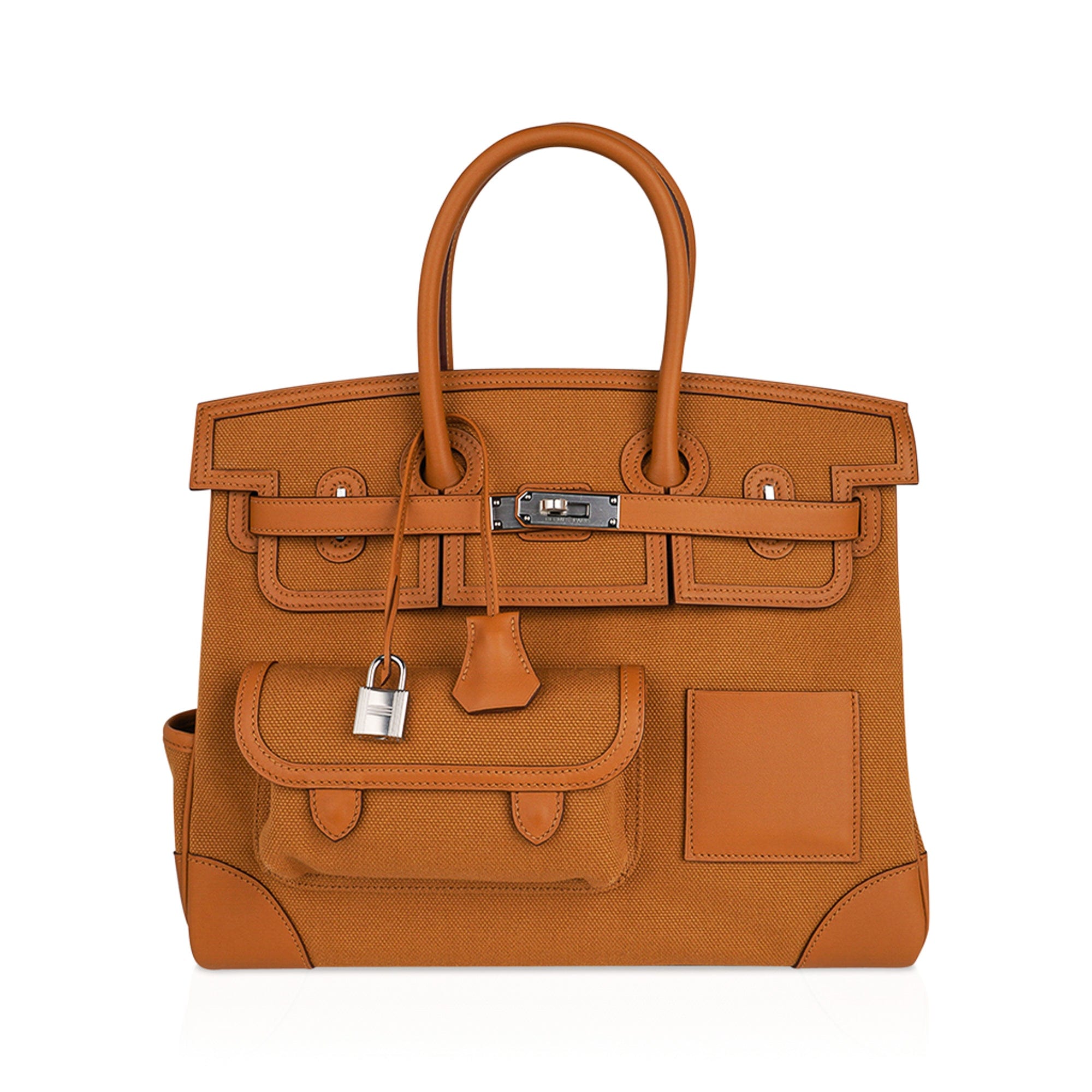 Hermes Birkin Cargo Toile Goeland Swift 35 Bag Leather Trim Limited Edition
