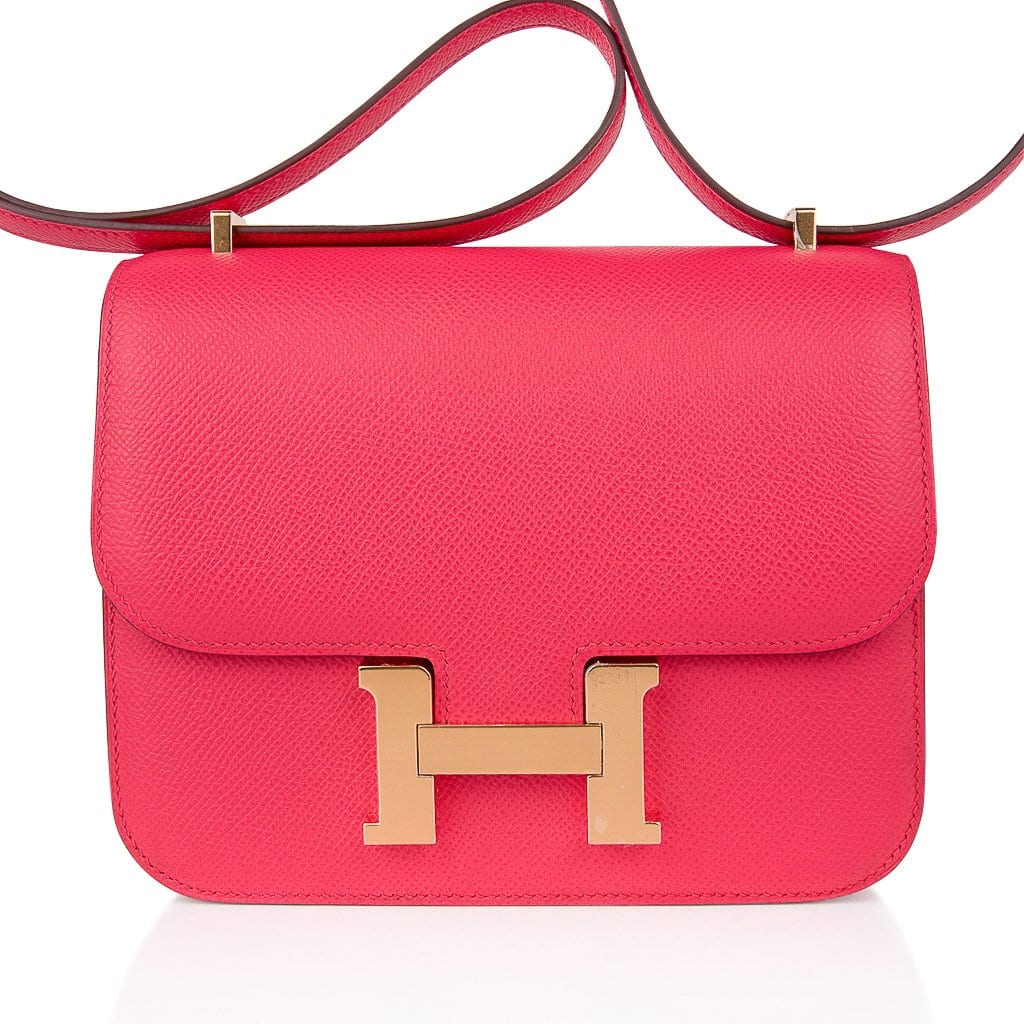 Hermes Constance 18 Rose Extreme Mini Bag Gold Hardware Epsom Leather
