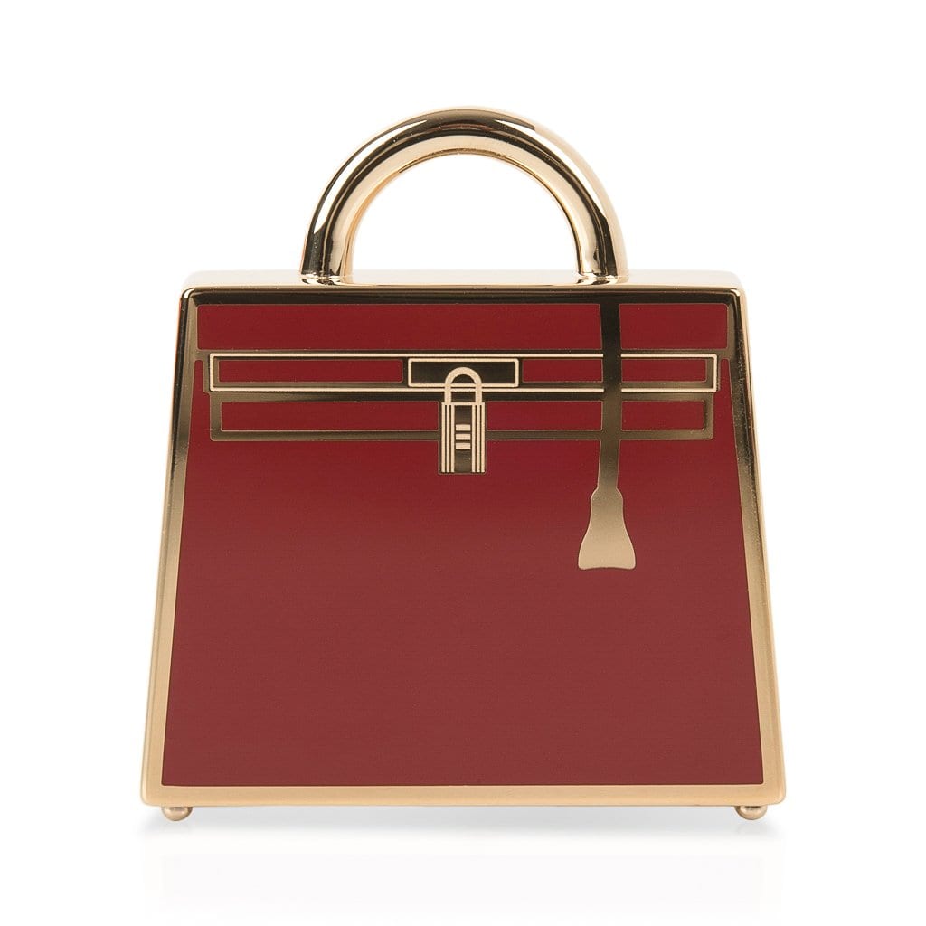 Hermes Curiosite Kelly Laque Charm Rouge H Permabrass Pendant