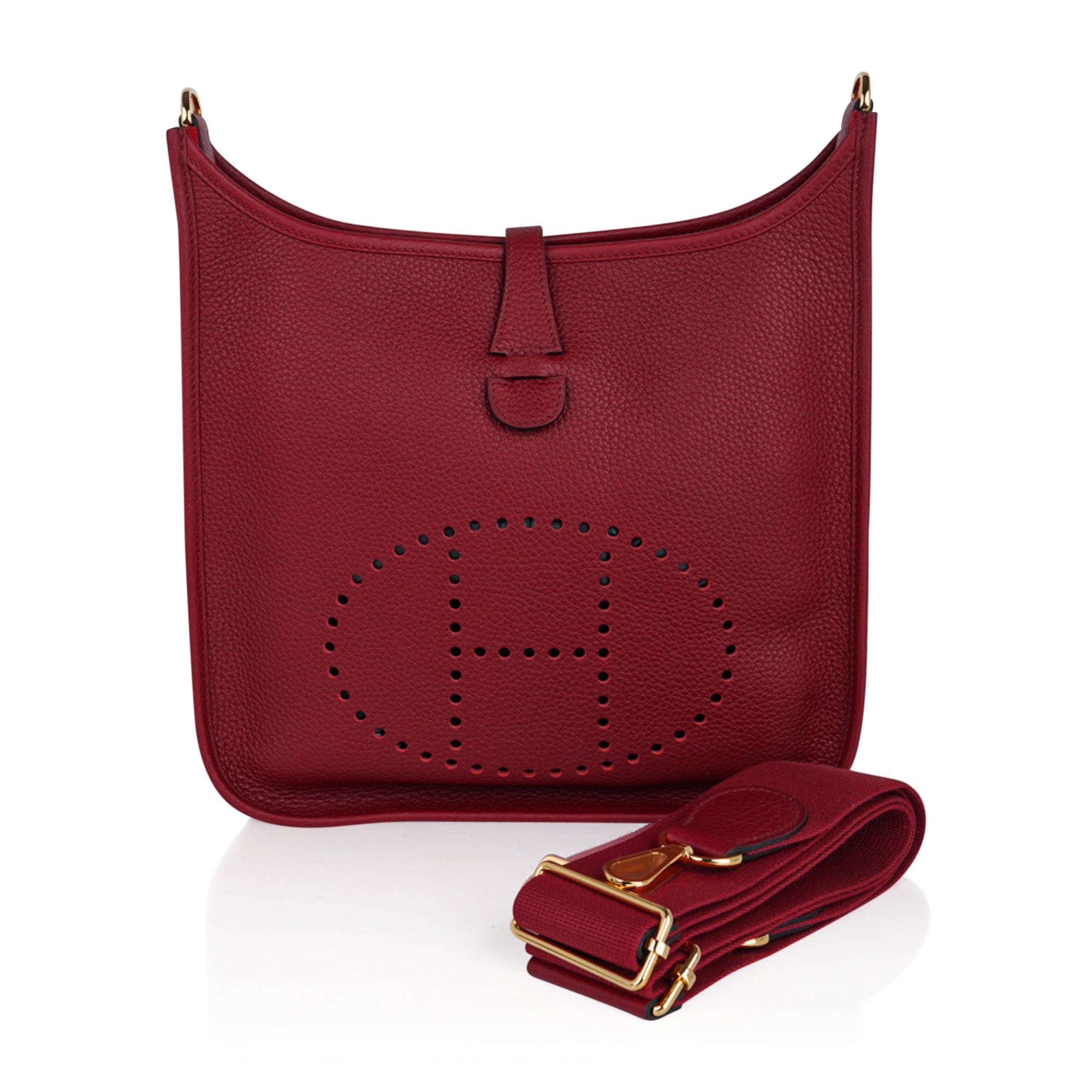 Hermes Evelyne PM Bag Rouge Grenat Gold Hardware Clemence