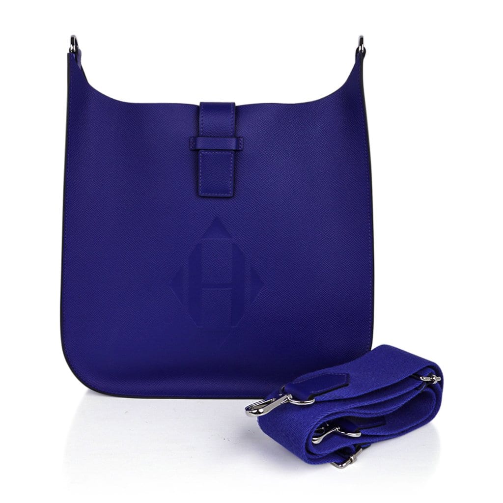 Hermes Evelyne PM Bag Sellier Blue Electric Palladium Hardware New w/Box