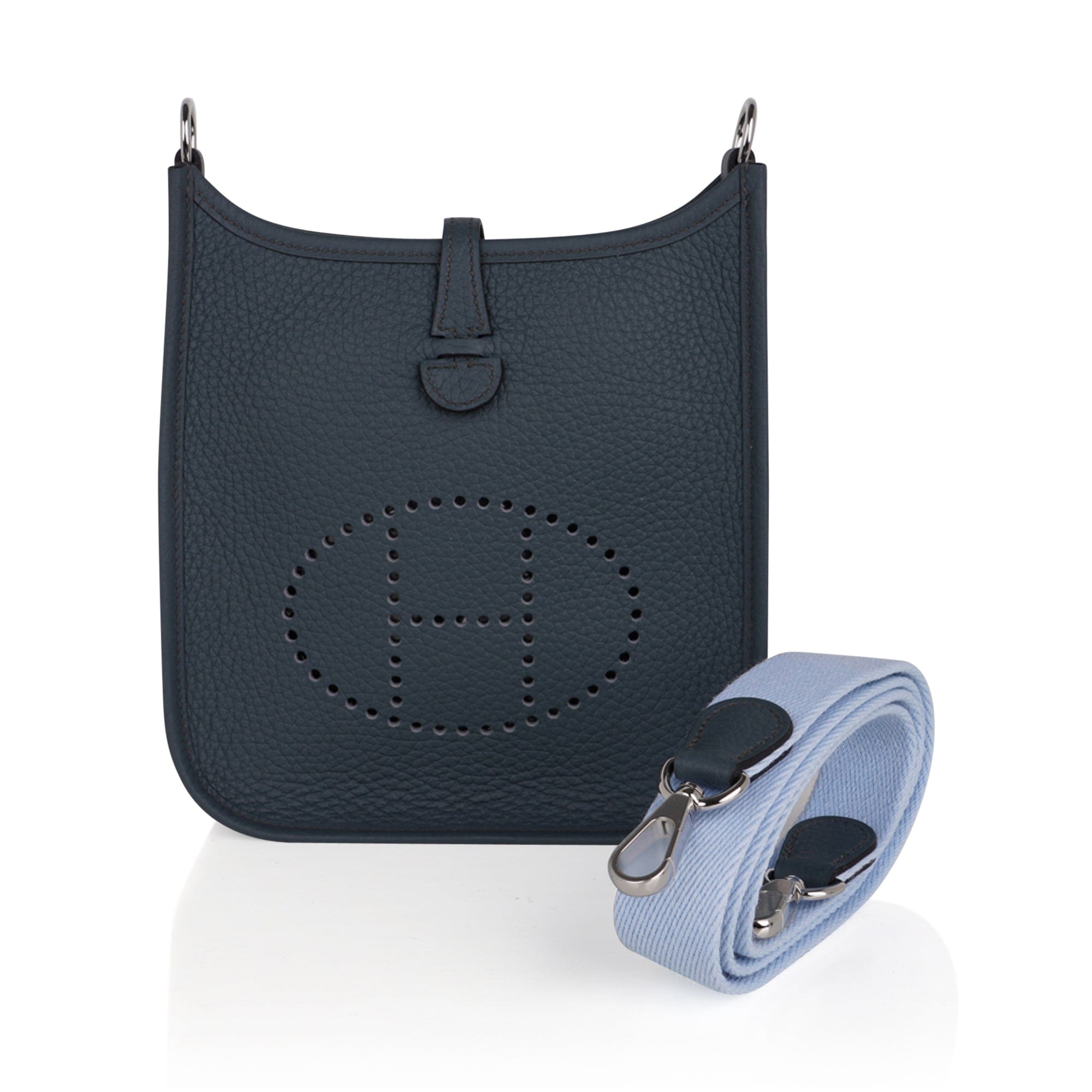 Hermes Evelyne TPM Bag Bleu Orage / Bleu Brume Clemence Palladium Hardware