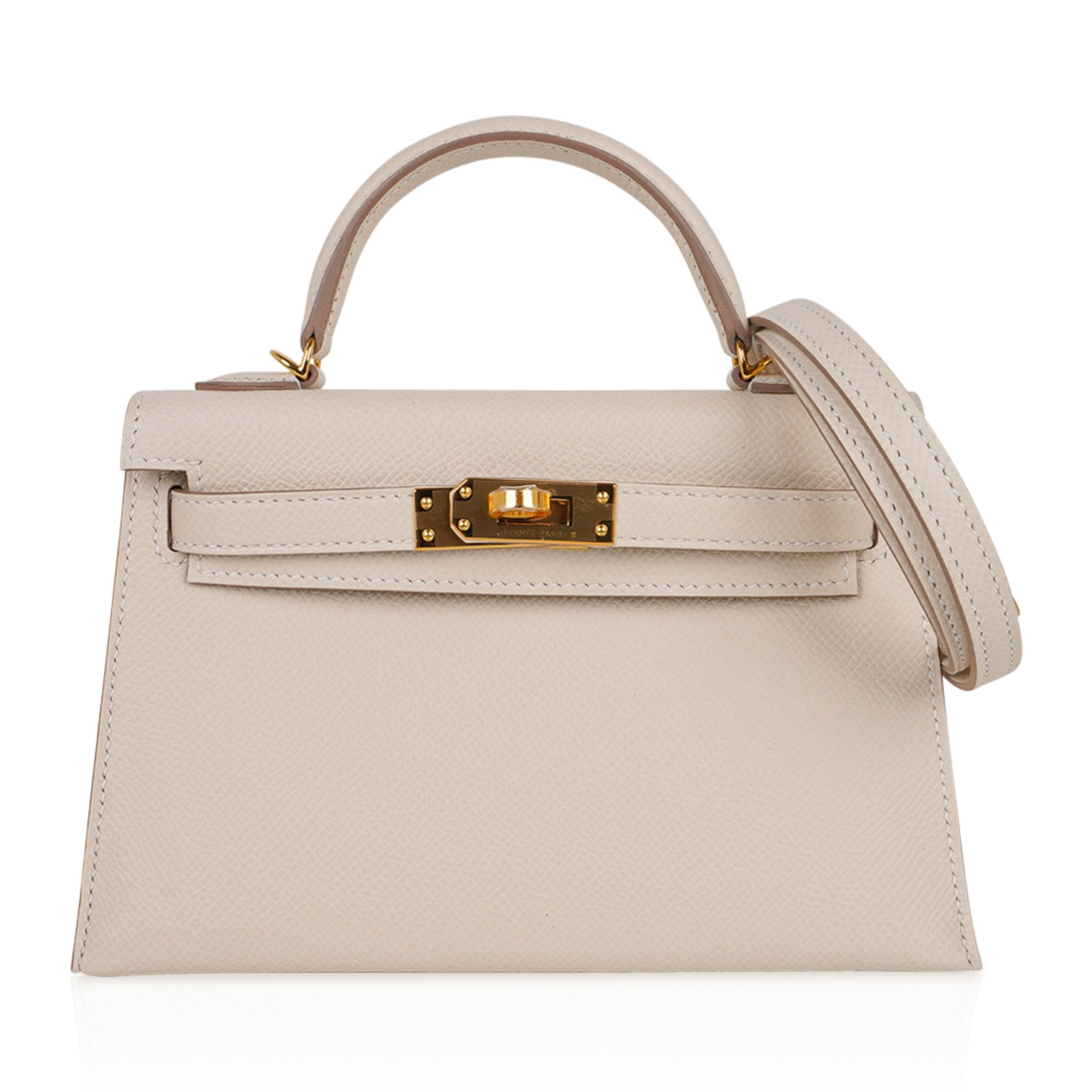 Hermes Kelly 20 Mini Sellier Bag Craie Epsom Leather Gold Hardware New w/Box