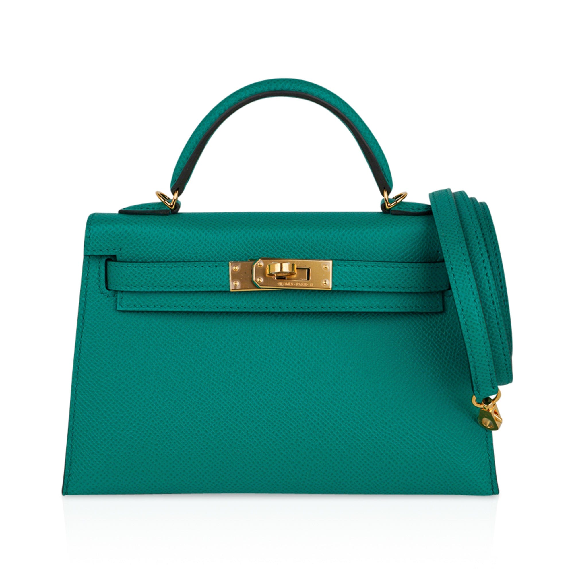 Hermes Kelly 20 Mini Sellier Bag Jade Epsom Leather Gold Hardware New w/Box