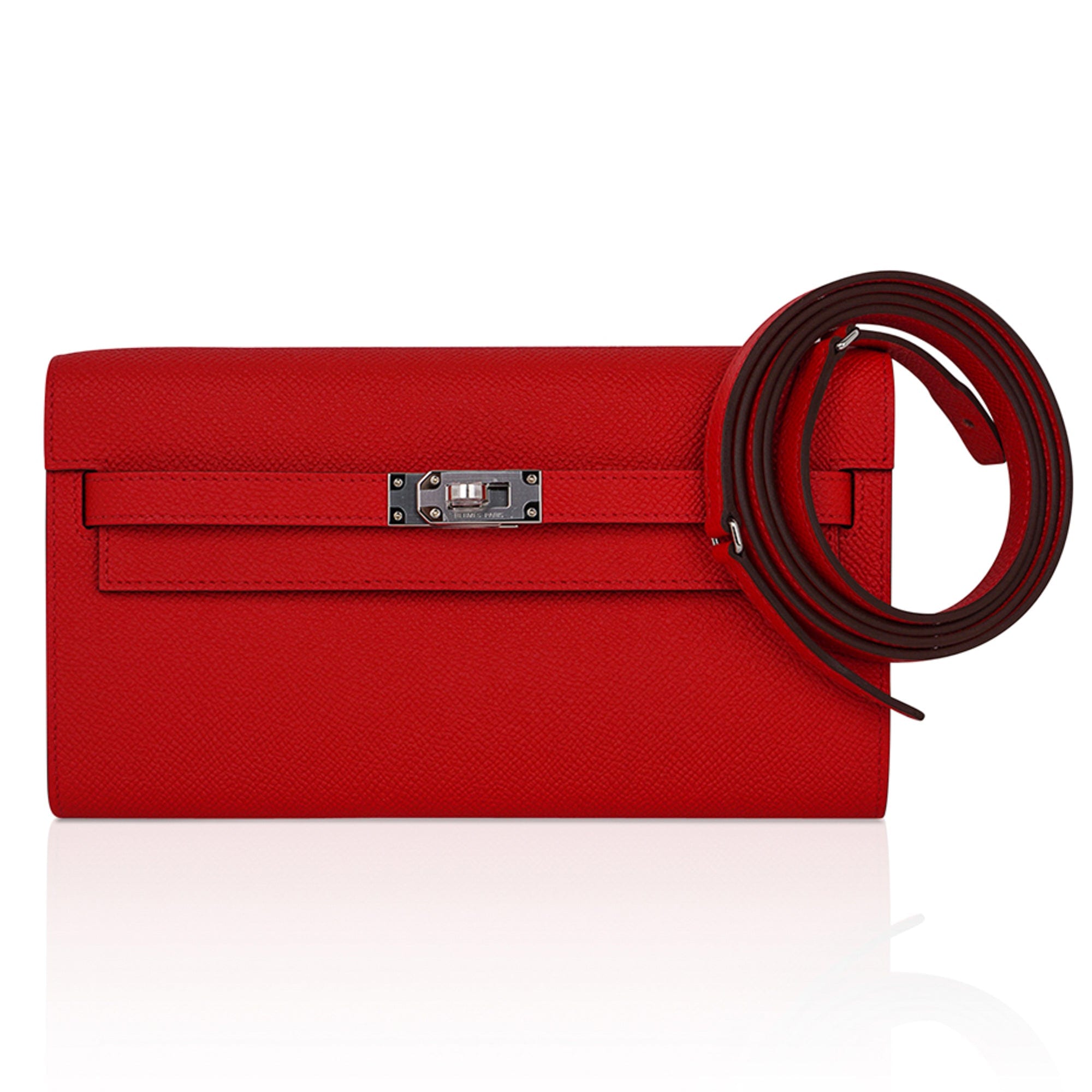 Hermes Kelly Classique To Go Verso Wallet / Clutch Rouge de Coeur/ Rose Extreme