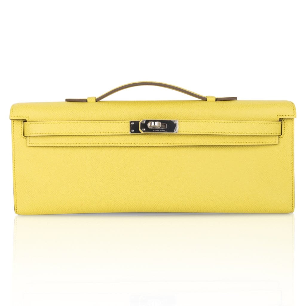 Hermes Kelly Cut Bag Clutch Souffre Rare to Find Epsom Leather