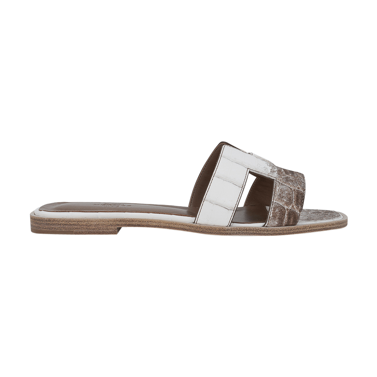 Hermes Oran Sandal Matte Himalaya Alligator Shoes 39