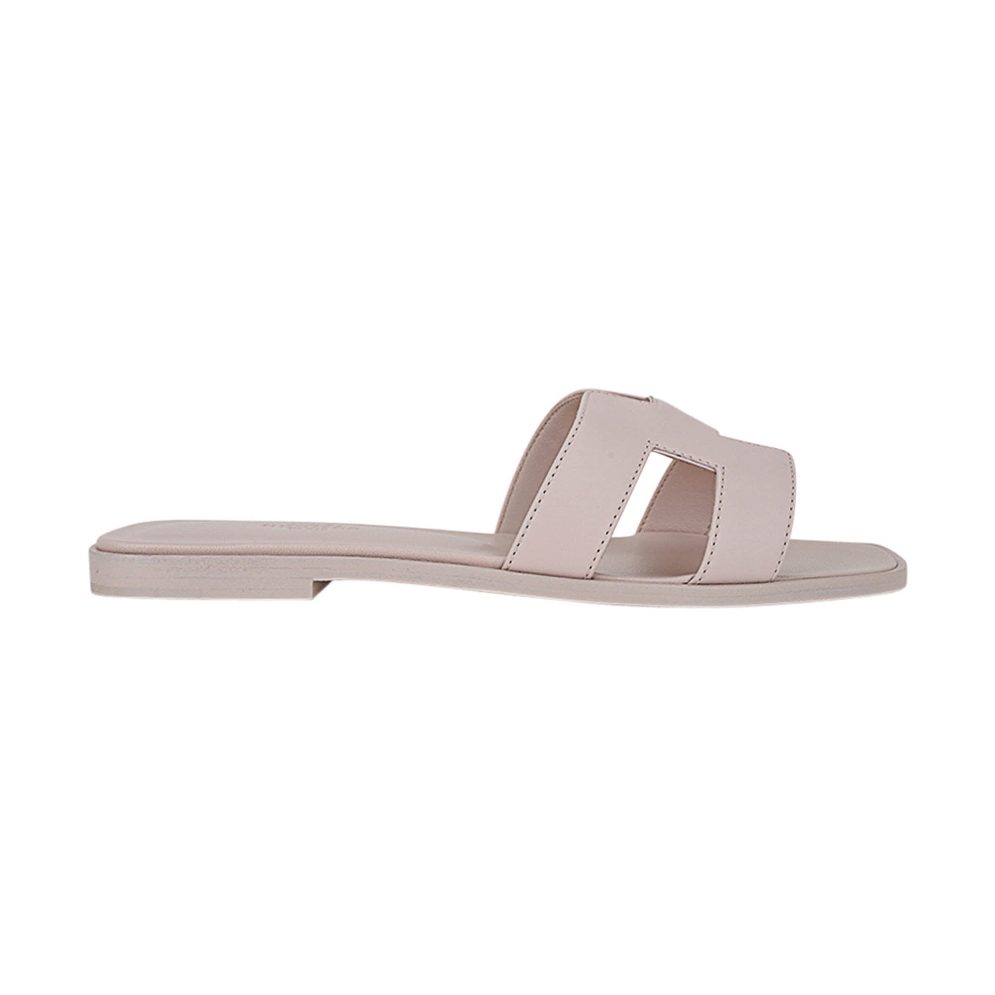 Hermes Oran Sandal Rose Petale Calfskin Shoes 38